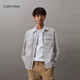Calvin Klein Jeans秋季男士休閑刺繡貼袋ck拉鏈襯衫領(lǐng)工裝夾克外套J325507 PC8-銀河灰 M