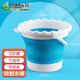青竹畫材（CHINJOO） 洗筆筒可折疊水桶美術(shù)生專用硅膠伸縮顏料水粉水彩油畫丙烯國畫繪畫工具洗車 圓形波浪藍(lán)色【可插筆洗筆】