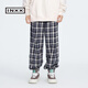 英克斯（inxx）【INXX】Standby 明星同款格紋休閑長(cháng)褲男女同款寬松直筒褲子 黑色 S