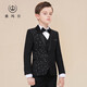 鼎瑪仕男童西裝套裝兒童西服男小西裝外套帥氣英倫中大童主持人走秀禮服 鑲鉆青果領(lǐng)5件套:3件套+襯衫領(lǐng)結 165 碼 身高160-165cm 重100-105