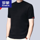 ROMON產(chǎn)半高領(lǐng)針織衫短袖男青年純色半袖針織潮流加厚毛衣新品 黑色8819 3XL 185/125建議175190斤