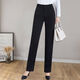 ESCURLTF加絨西褲女職業(yè)西裝褲冬季顯瘦褲子女黑色直筒長(cháng)褲職業(yè)工作褲西褲 西褲黑色-春秋長(cháng)褲 M 建議86-96斤