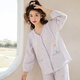 家の時光（Ht-home）月子服夏季薄款產(chǎn)后孕婦睡衣哺乳衣懷孕期待產(chǎn)服透氣紗布家居服 【小兔v領(lǐng)款】莓果紫 L碼 推薦125-145斤