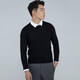 依文【寶藏衫】依文可機洗羊毛衫男保暖秋冬中年純羊毛男士針織衫 黑色1 L