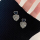 伊燦黑色愛(ài)心鋯石耳釘女小眾設計感高級輕奢耳環(huán)2025新款爆款耳飾耳夾 愛(ài)心鋯石耳釘