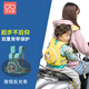 圣菲小象 兒童電動車安全背帶 騎車帶娃神器寶寶坐電瓶車后坐防摔透氣綁帶 綠熊貓-【子母雙肩帶收納包】