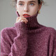 牧什秋山羊絨衫女士高領(lǐng)羊絨毛衣女花紗加厚針織打底衫寬松新款AS8324 樹(shù)莓色 均碼