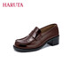 HARUTA日本進(jìn)口學(xué)院風(fēng)4710真皮款中跟粗跟女士小皮鞋575樂(lè )福鞋JK制服鞋 棕色 36