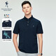 與狼共舞【100%棉】夏季通勤百搭休閑男士短袖POLO衫 101藏青 2XL(185) 