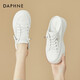 達(dá)芙妮（DAPHNE）板鞋女增高厚底網(wǎng)面小白鞋舒適休閑鞋夏季新款透氣一腳蹬半拖鞋 白色 單層 跟高5.5cm 38 (240mm)