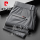 皮爾卡丹（pierre cardin）高端涼感冰絲休閑褲男士夏季薄款透氣彈力寬松直筒垂感商務(wù)男褲子 科技灰 L 【建議體重127-140斤】