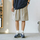 714street潮牌日系短褲男女夏季運動(dòng)褲五分褲寬松休閑褲工裝褲子 淺卡其色 M