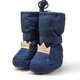 兔八八秋冬嬰兒棉鞋軟底高幫加棉0-1歲男女寶寶保暖鞋腳套拉鏈防水 藏青色皇冠 內長(cháng)12.5厘米，幫高15厘米