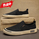 悍丞品牌斷碼帆布鞋男冰絲透氣一腳蹬懶人老北京男士布鞋休閑百搭運動(dòng) 黑色 40
