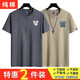 銘太鳥【純棉2件裝】短袖t恤男韓版寬松大碼夏天新款休閑純色半袖男T恤 小V深灰+TOT卡其 XL 建議135-150斤