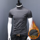 奧德里奇（Aodeliqi）短袖T恤男夏莫代爾純色修身打底衫中青年百搭半高領(lǐng)半袖內搭上衣 深灰色加絨 XL（推薦135~150斤）