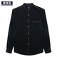 胖哥哥大碼男裝牛仔長(cháng)袖襯衫男寬松胖子春秋季加肥加大休閑運動(dòng)肥佬襯衣 黑色 2XL（170-190斤）