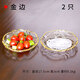 點(diǎn)特輕奢金邊透明玻璃水果盤小精致客廳家用零食盤糖果盤子點(diǎn)心盤碟子 17.5cm喇叭花金邊（2只）