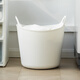inomata日本進(jìn)口臟衣籃子臟衣簍家用浴室放衣服神器手提式玩具娃娃收納桶 白色非鏤空款