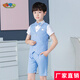 蘿卜唄唄兒童禮服男灰色西裝小孩演出走秀晚禮服鋼琴表演服高貴帥氣套裝春秋西裝燕尾服夏季 藍(lán)色馬甲三件套（馬甲+褲子+襯衫）配領(lǐng)結(jié) 160cm建議體重68-77斤