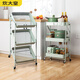 炊大皇 置物架三層 免安裝折疊收納推車(chē)多功能層架儲物架落地架 淺綠色
