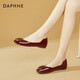 達芙妮（DAPHNE）單鞋女平底鞋女鞋子女2024年春季新款一腳蹬小皮鞋女豆豆鞋船鞋 紅色 36