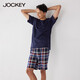 JOCKEY男款睡衣男夏純棉短袖休閑可外穿男士家居服夏天薄款全棉套裝 藏青-款2 L