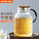 蘇泊爾（SUPOR）冷水壺涼水壺玻璃耐高溫家用大容量冷泡果汁花茶壺水杯茶壺套裝 鼓形耐熱玻璃壺 1.6L