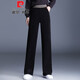 皮爾卡丹（pierre cardin）雪尼爾闊腿褲女秋冬2025新款垂感條絨直筒休閑女褲燈芯絨褲子 黑色 M