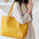 KINSTRDZ包包女新款真皮女神節托特包簡(jiǎn)約頭層牛皮時(shí)尚歐美單肩包大包 檸檬黃 橫款