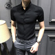 ANDSEEYOU男士短袖襯衫男夏季免燙修身半袖襯衣韓版休閑商務(wù)寸青年時尚上衣 黑色 XL