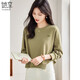 她享 圓領(lǐng)衛衣女下擺不規則設計上衣春秋洋氣百搭短款套頭衫T143W1006 橄欖綠 M