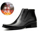 NIUPILI新款切爾西靴男商務(wù)加絨保暖尖頭高幫皮鞋英倫風(fēng)工裝靴黑色牛皮靴 黑色加絨 42