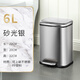 德斯頓（DESDENML）帶蓋靜音緩降家用腳踩垃圾桶 客廳廚房臥室辦公室 6L-砂光銀