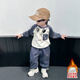 幽幽小熊男童春裝套裝2024新款洋氣1一5歲男寶寶春秋季兒童運(yùn)動帥氣衣服潮 灰色加絨 110