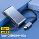 MOYIEAKAN Type-C轉接頭HDMI/VGA轉換器Macbook pro擴展塢air筆記本電腦拓展塢安卓手機連接電視投影儀同屏 四合一 -鈦空灰【HDMI丨VGA丨USB丨PD】