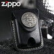ZiPPO Zippo打火機原裝正品棕色皮套新款徽章黑色真牛皮美國正版配件鷹十字架 黑色唐草