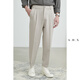 a.b.x夏季垂墜高級感雙褶休閑褲男直筒寬松韓版潮流商務(wù)男士九分褲子 淺杏色 L/175