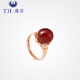 唐后（TH）紅瑪瑙戒指女925銀開(kāi)口食指戒輕奢北歐珠寶指環(huán)送媽媽生日禮物 玫瑰金色