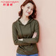 檸清研2025新款純色連帽cec衛衣女薄款長(cháng)袖短款帽衫套頭百搭春秋季底衫 軍綠色 M【85-95斤】