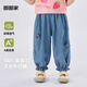 嘟嘟家寶寶牛仔褲夏季女童休閑褲寬松小女孩長(cháng)褲時(shí)髦兒童夏裝褲子 牛仔藍 120