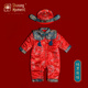 Shining Moment閃耀時(shí)刻 嬰兒衣服秋冬季連體衣新年紅色禮服周歲男寶滿(mǎn)月百天 小狀元郎內里加絨連體衣+狀元帽 73cm