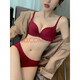 維多利亞的優(yōu)雅內衣女文胸套裝性感內衣女紅色無(wú)鋼圈小胸聚攏上托本命年無(wú)痕胸罩 酒紅色套裝 36/80B