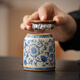 兮元記青花汝窯小號(hào)茶葉罐陶瓷儲(chǔ)茶罐儲(chǔ)物罐密封罐琺瑯彩功夫茶具配件 繁花米黃汝窯直筒罐【小號(hào)】