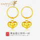 樂(lè )靈黃金耳環(huán)女足金999愛(ài)心耳釘桃心形耳墜七夕送女友老婆生日禮物 愛(ài)心耳飾/約1.6g/克重多退少補