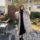 BMOI羽絨服女中長(zhǎng)款韓版寬松新款黑色2025過膝加厚毛領(lǐng)小個(gè)子外套 灰白色環(huán)保毛 S