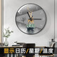 冶芷【鋼化玻璃面板】30cm掛鐘客廳鐘表LED萬(wàn)年歷時(shí)鐘表掛墻表石英鐘 福鹿掛鐘【30cm(黑框)日歷款】