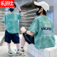 樂班比（LEBANBI）男童T恤短袖夏季純棉2023新款童裝衣服服裝大童男孩兒童衣服夏裝 綠色 160碼(建議身高155CM)