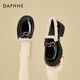 DAPHNE達芙妮樂(lè )福鞋女厚底內增高漆皮單鞋春季新款英倫風(fēng)軟底小皮鞋 黑色加絨 跟高6.5cm 36 (230mm) 標準碼