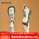 達(dá)芙妮（DAPHNE）馬丁靴女秋冬皮短靴2023冬季英倫風(fēng)新款冬款加絨保暖棉靴子冬鞋 米色 跟高5.5cm 加絨 280g絨 37 (235mm) 標(biāo)準(zhǔn)碼